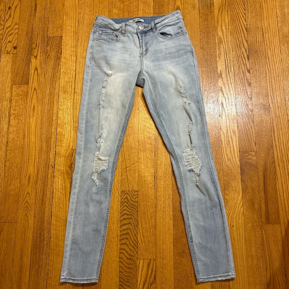 Refuge Light Blue Distressed Skinny Jeans